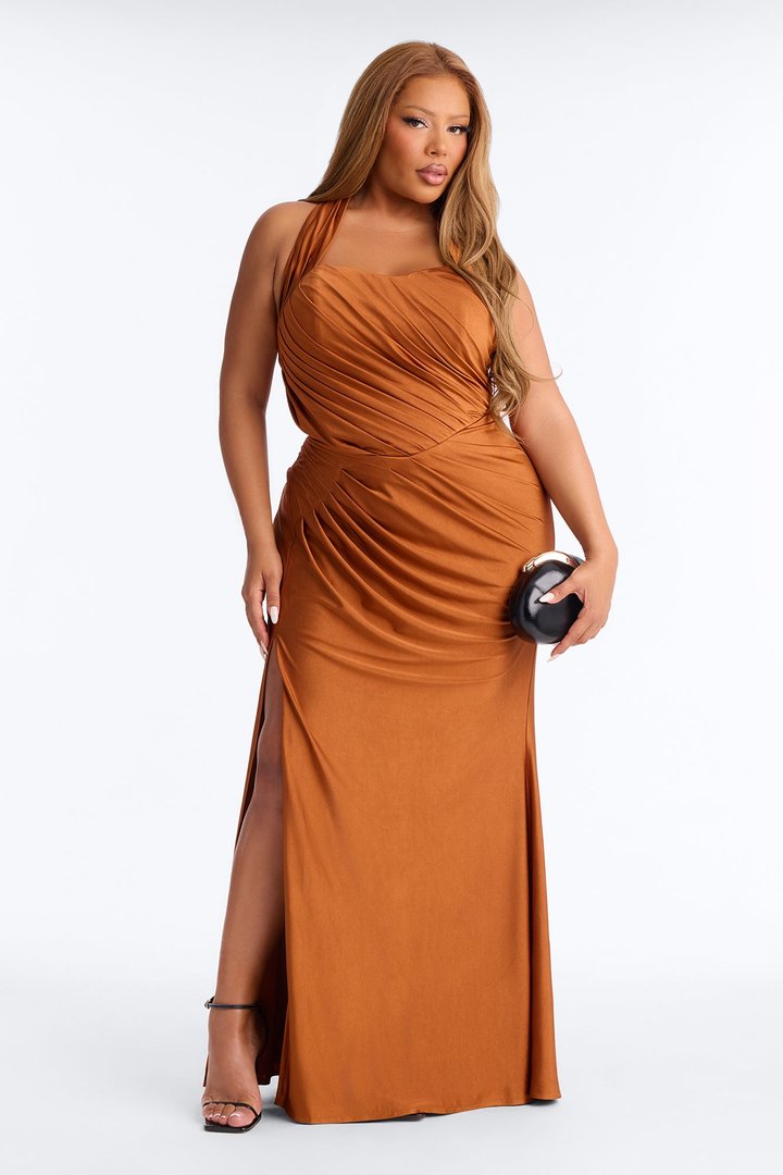 Im Yours Ruched Gown - Bronze