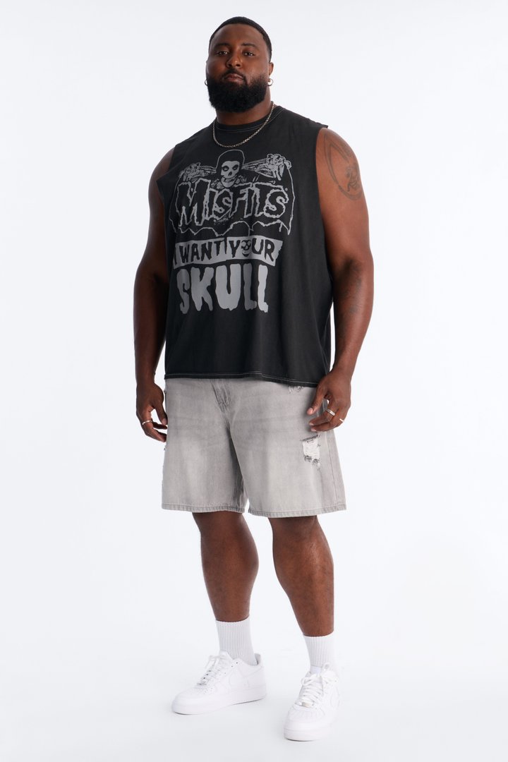 Misfits Skull Vintage Muscle Tee - BlackWash