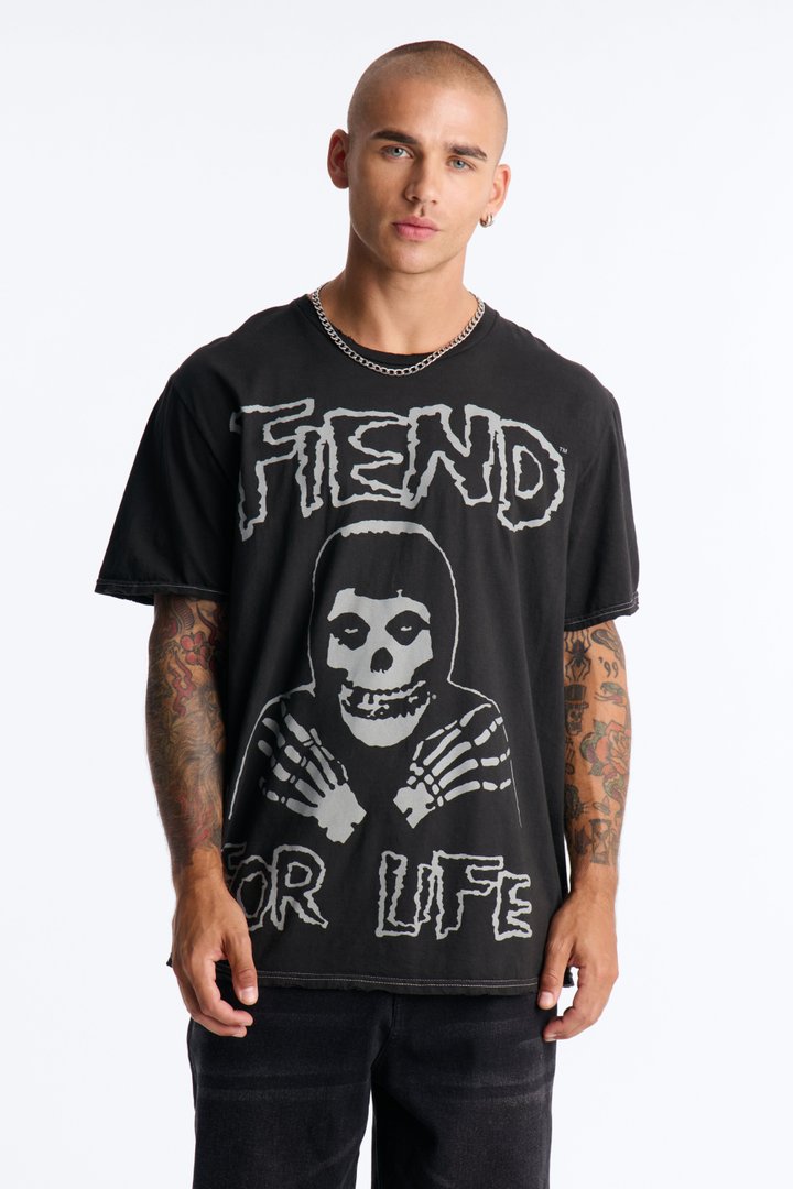 Misfits Fiend Vintage Oversized Short Sleeve Tee - BlackWash