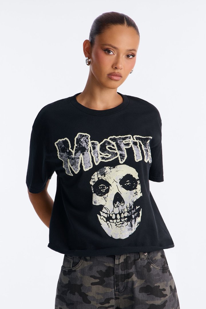 Misfits Iconic Logo Oversized Tee - Black