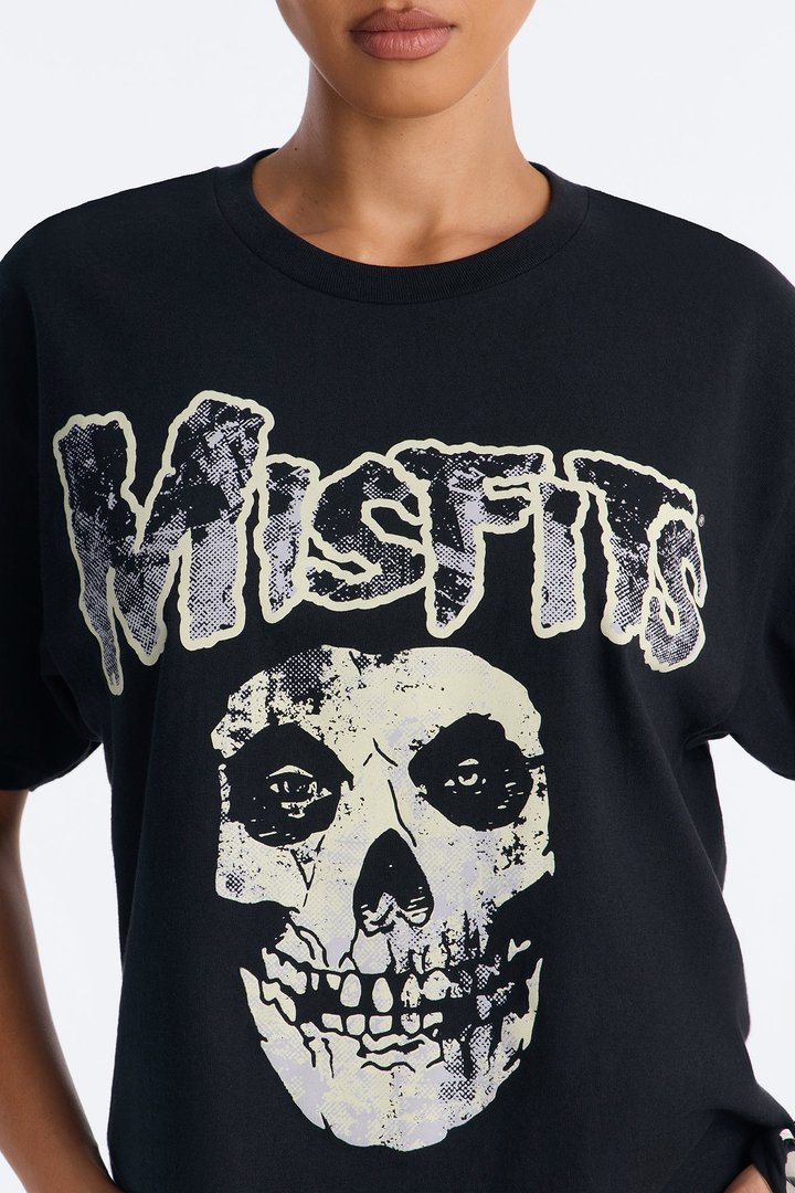 Misfits Iconic Logo Oversized Tee - Black