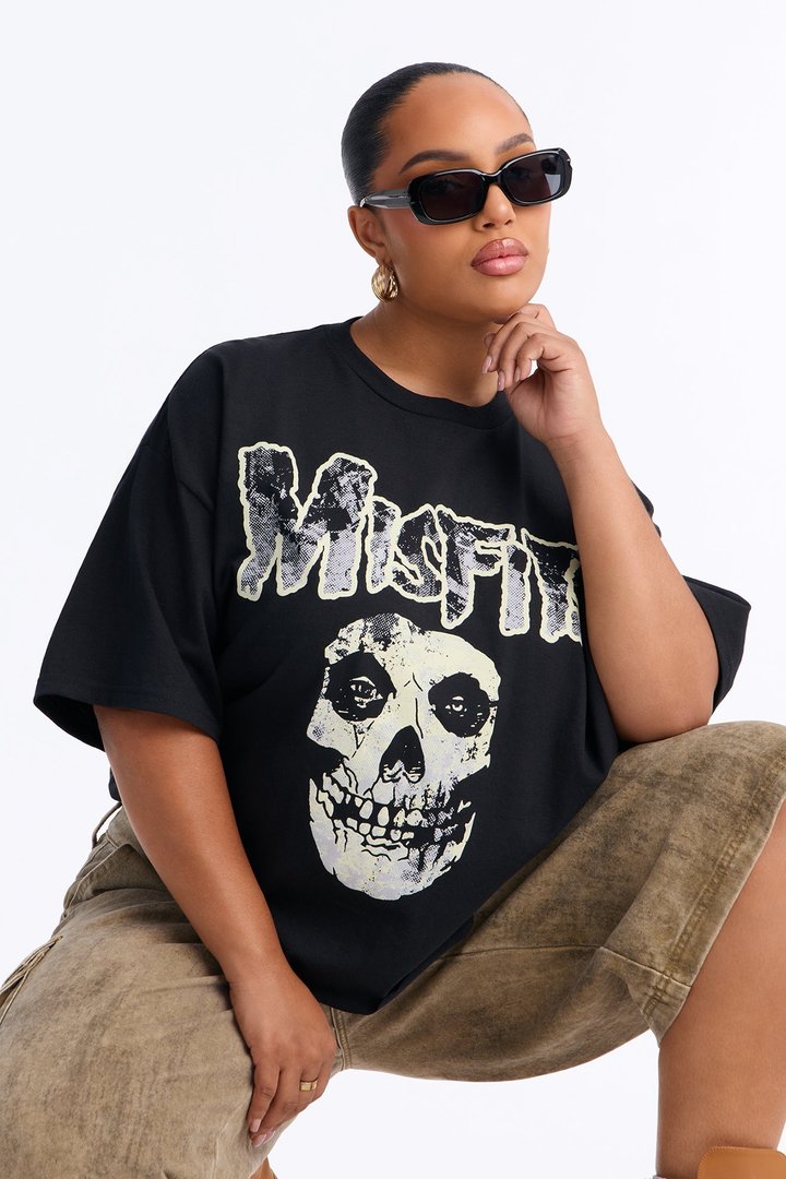 Misfits Iconic Logo Oversized Tee - Black