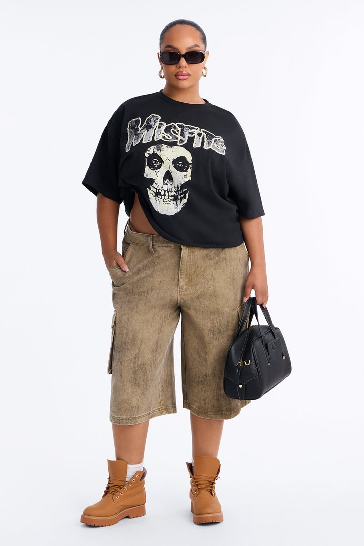 Misfits Iconic Logo Oversized Tee - Black