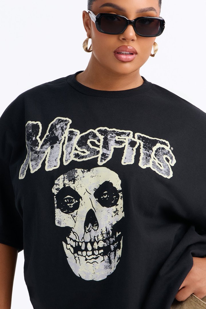 Misfits Iconic Logo Oversized Tee - Black