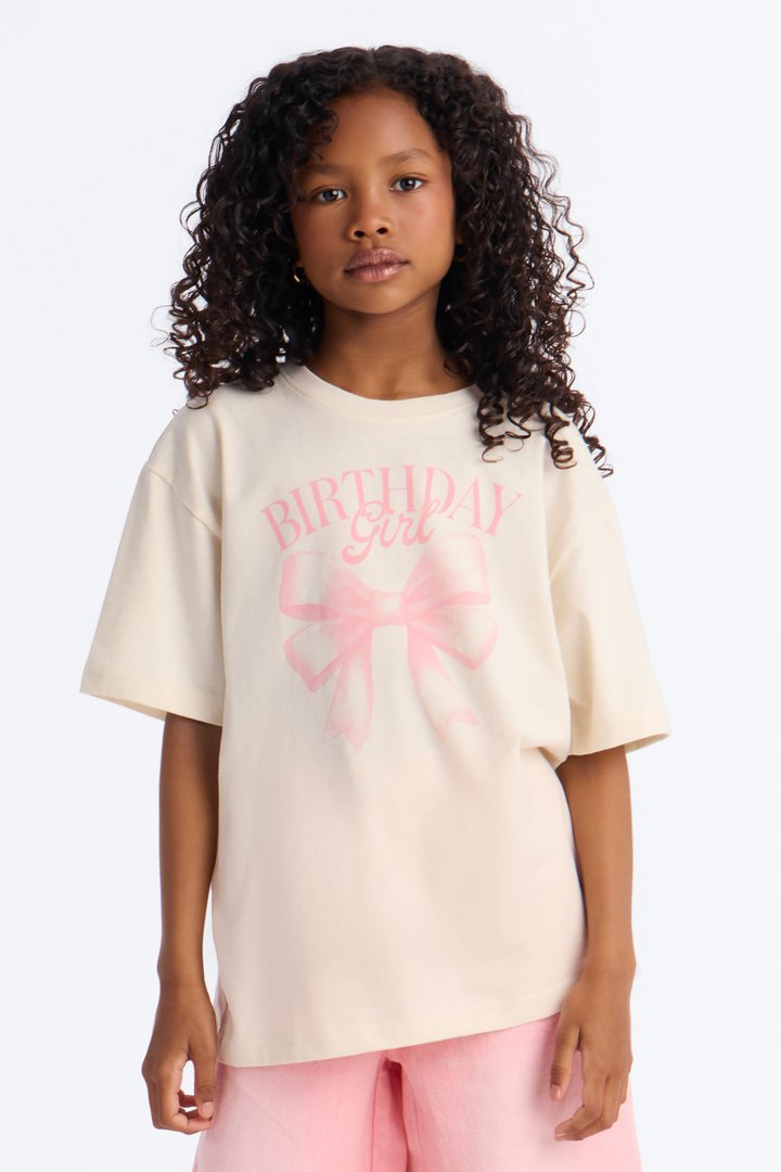 Mini Birthday Girl Short Sleeve Tee - Natural