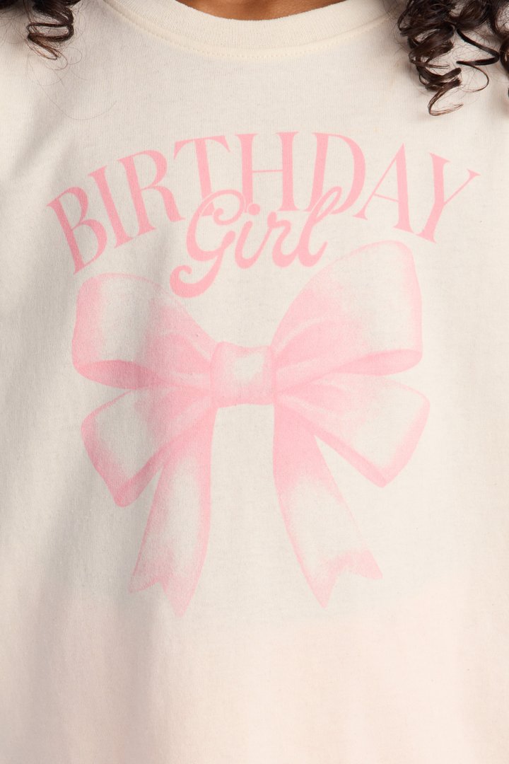 Mini Birthday Girl Short Sleeve Tee - Natural