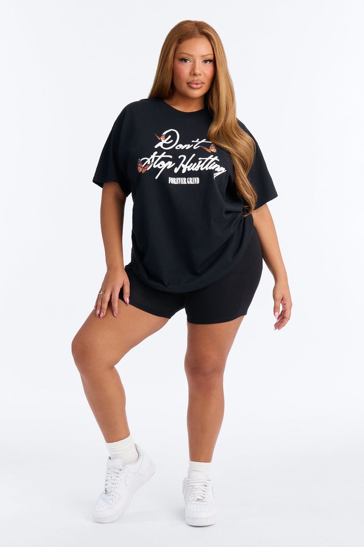 Don't Stop Hustling Graphic Tshirt - Black