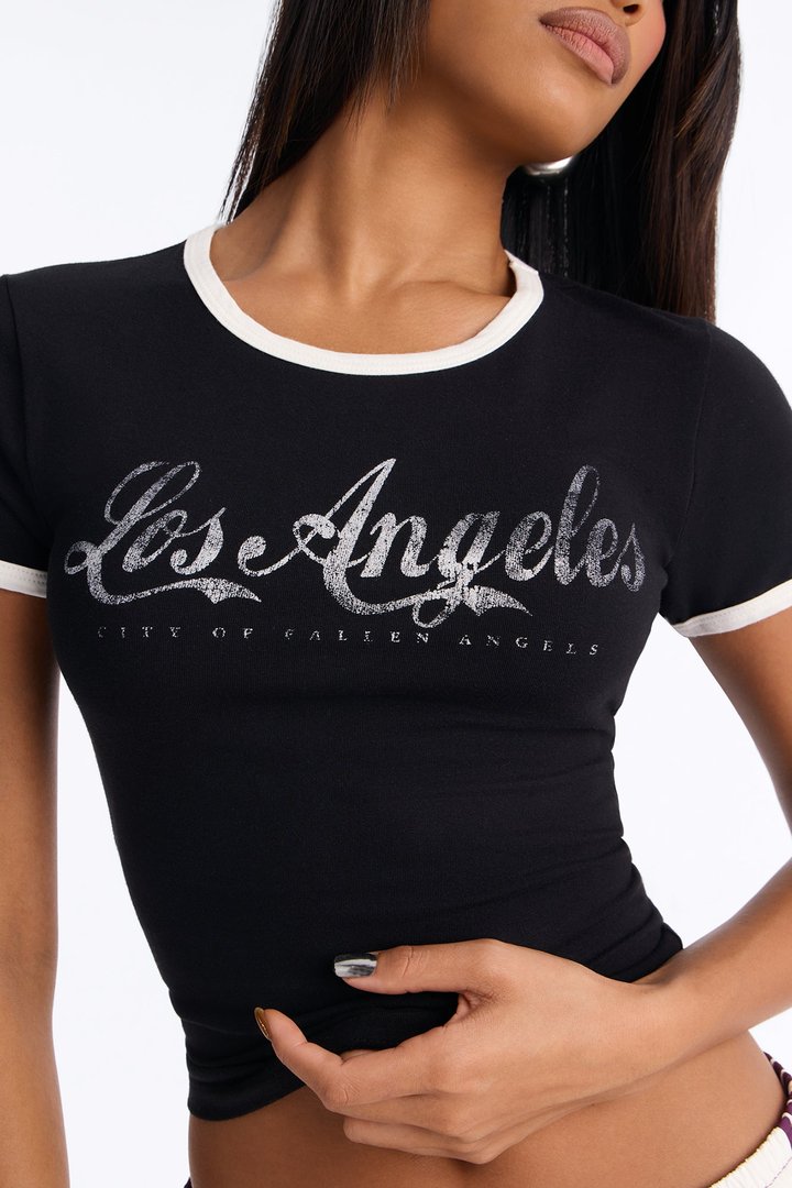 Los Angeles Classic Ringer Baby Tee - Black/combo