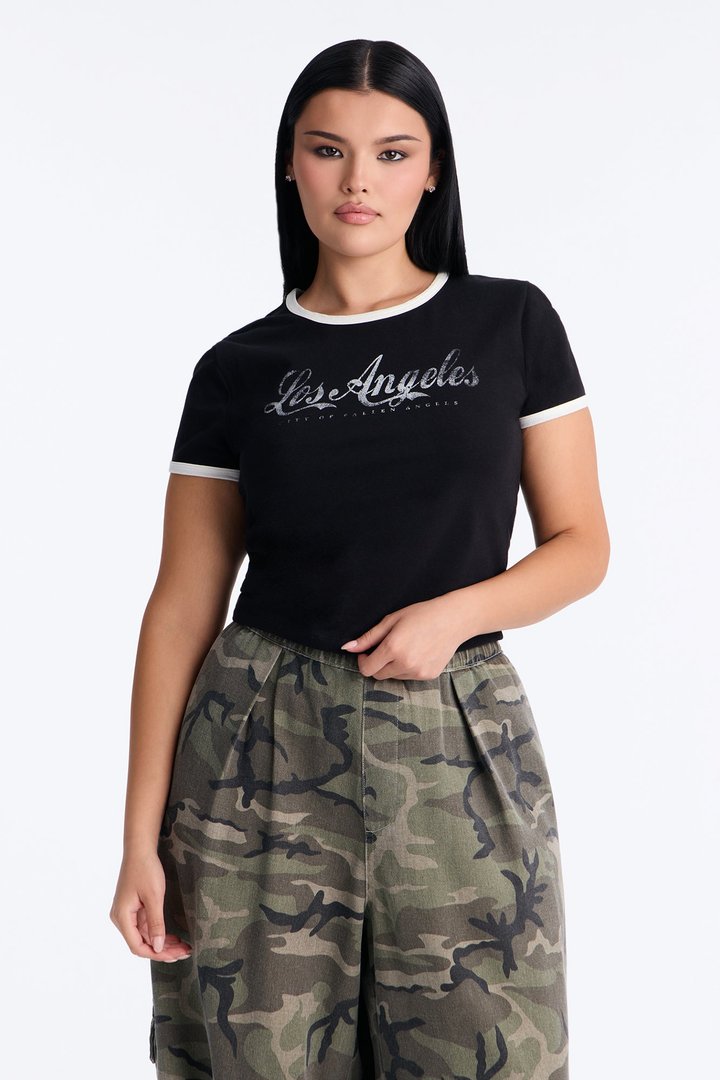Los Angeles Classic Ringer Baby Tee - Black/combo