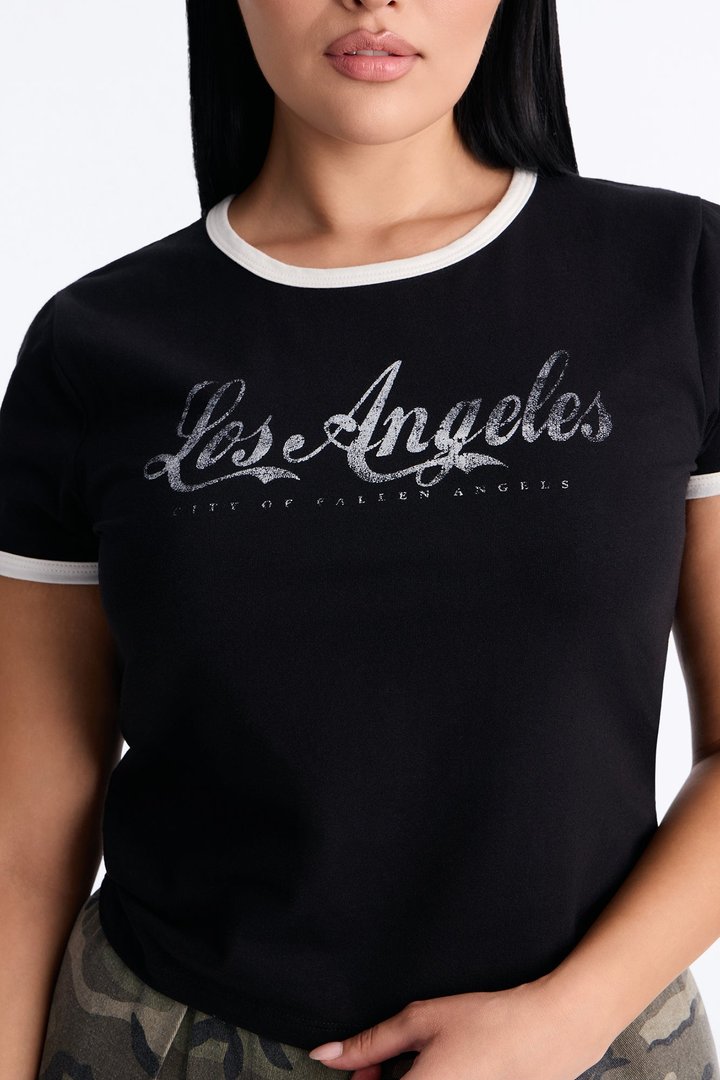 Los Angeles Classic Ringer Baby Tee - Black/combo