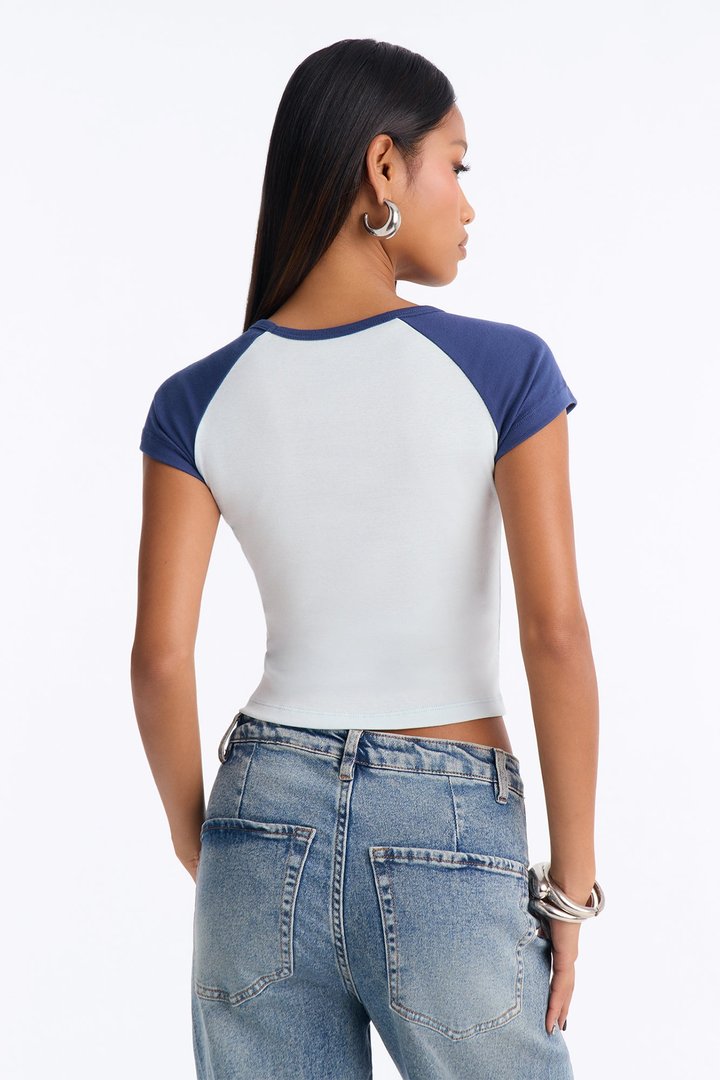 On Game Day Raglan Tee - Blue/combo