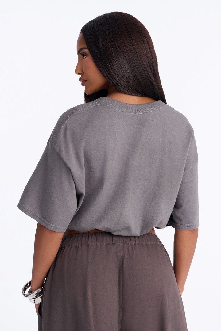 Protect Your Aura Cropped Tee - Charcoal