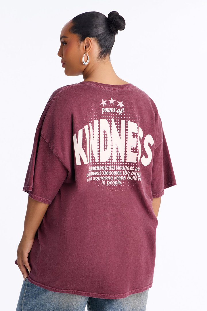 Pure Intentions Notch Neck Washed Tee - Burgundy