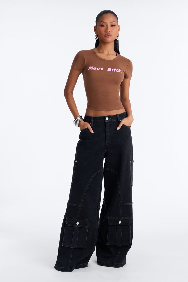 Get Out The Way Baby Tee - Brown