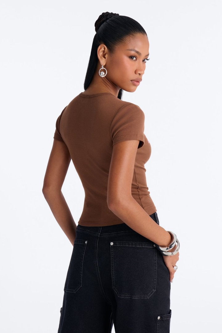 Get Out The Way Baby Tee - Brown