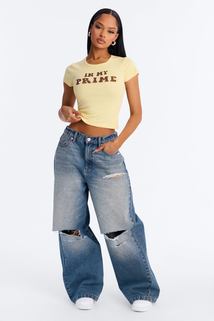 In My Prime Era Baby Tee - Yellow