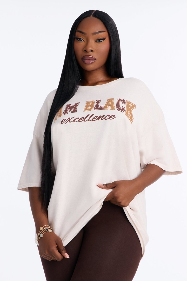 I Am Black Excellence Washed Tee - Off White