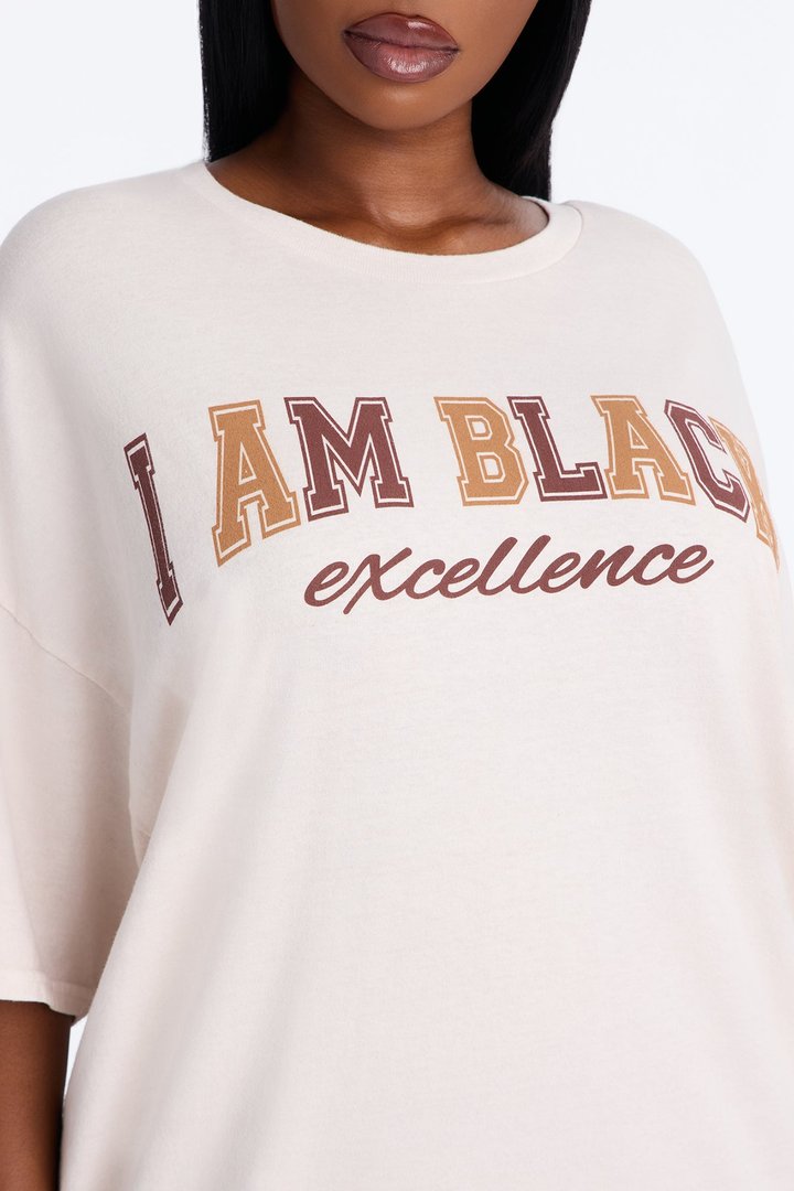 I Am Black Excellence Washed Tee - Off White