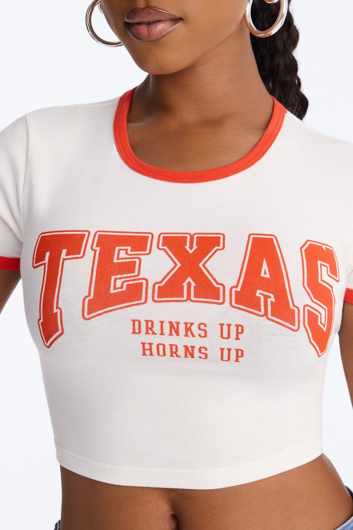 Texas Drinks Up Ringer Baby Tee - Ivory/combo