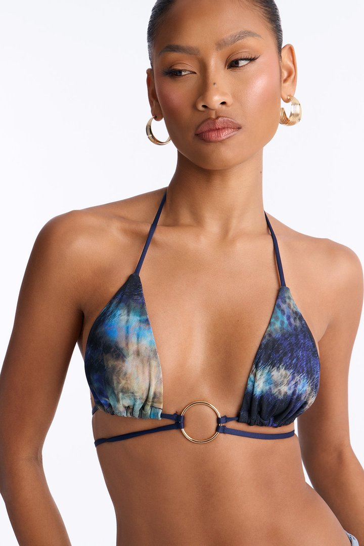 Midnight Mirage Two Piece Bikini Top Mesh Jumpsuit - Navy