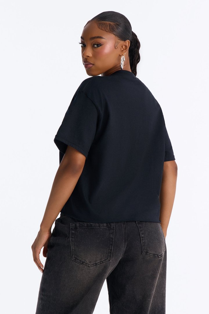 I Want Candy Raw Hem Tee - Black