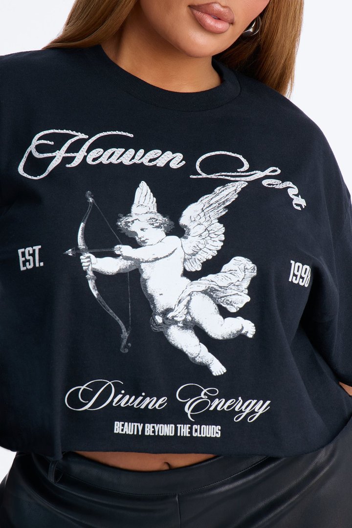 Heaven Sent Energy Rhinestone Tee - Black
