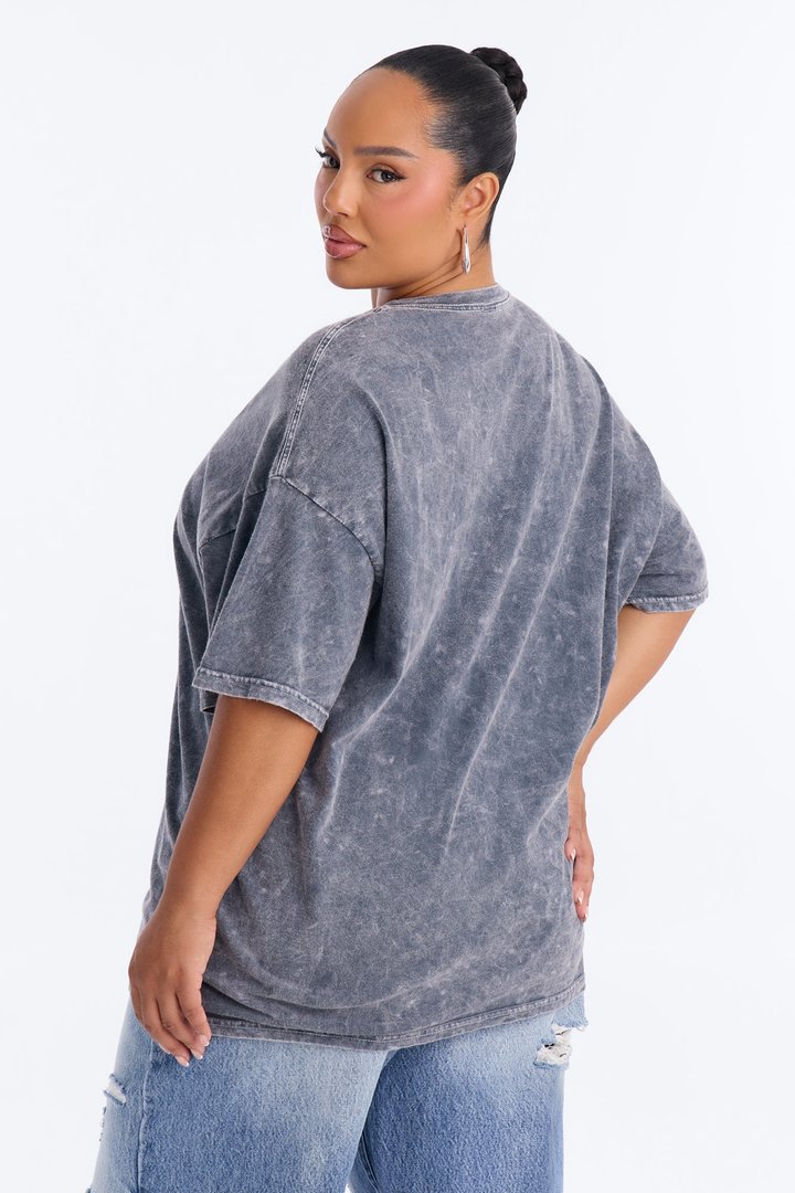 LA Sparkle Oversized Washed Tee - Charcoal