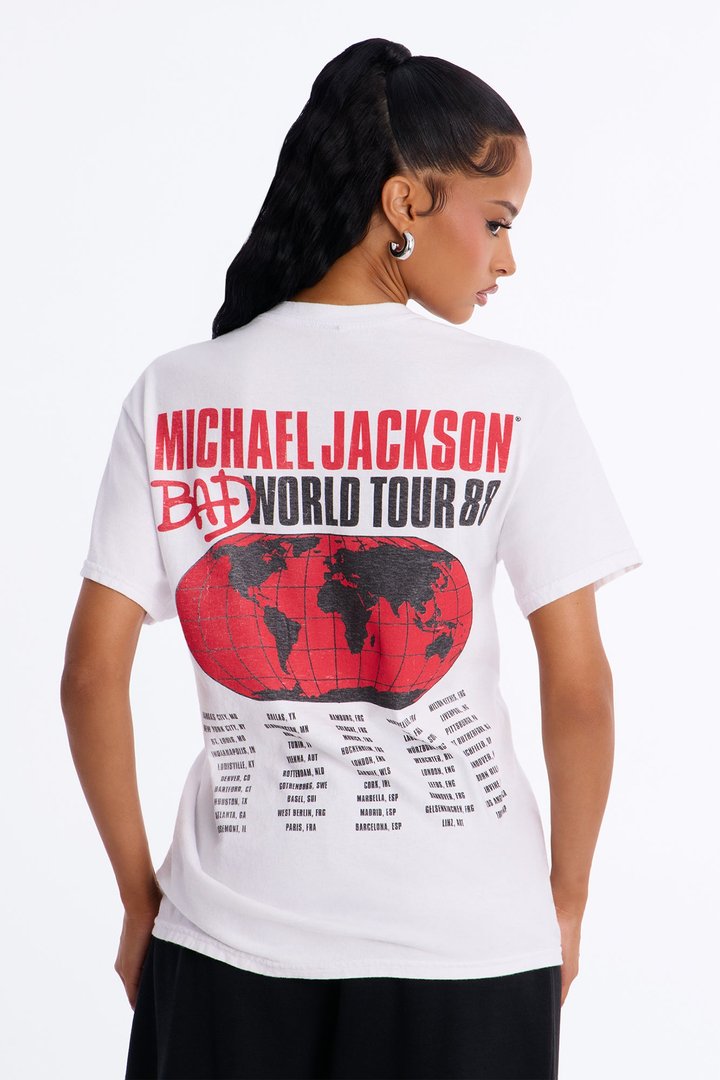 Michael Jackson Bad World Tour Oversized Tee - White