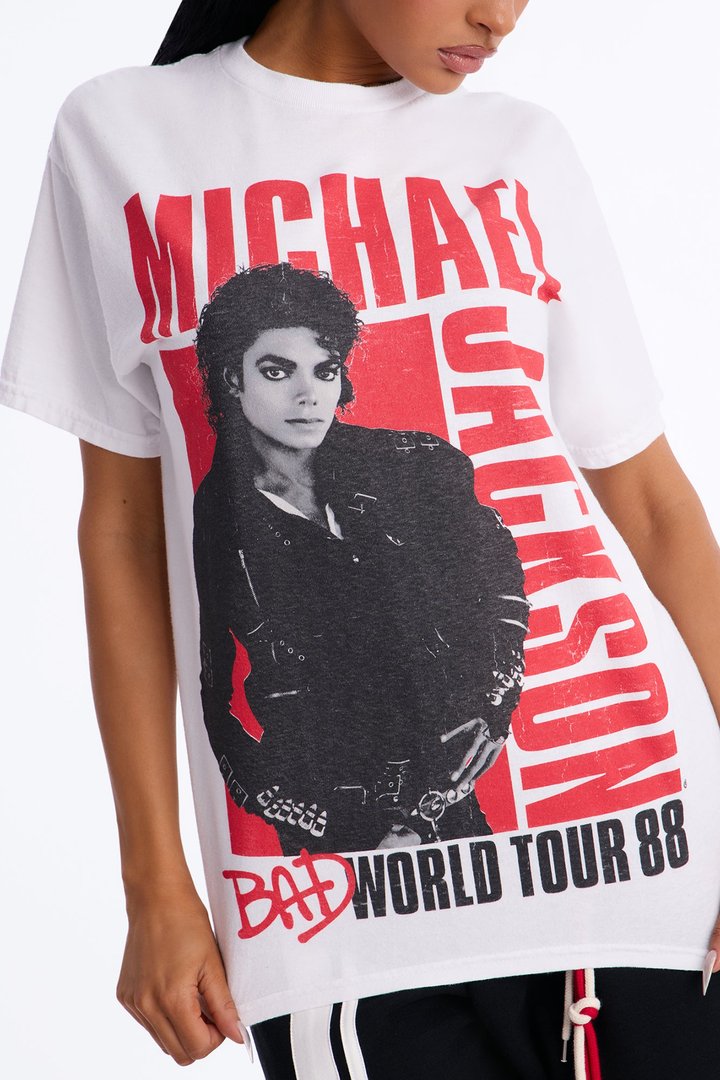 Michael Jackson Bad World Tour Oversized Tee - White
