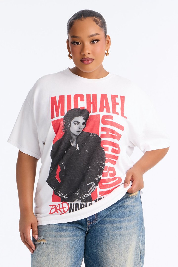 Michael Jackson Bad World Tour Oversized Tee - White