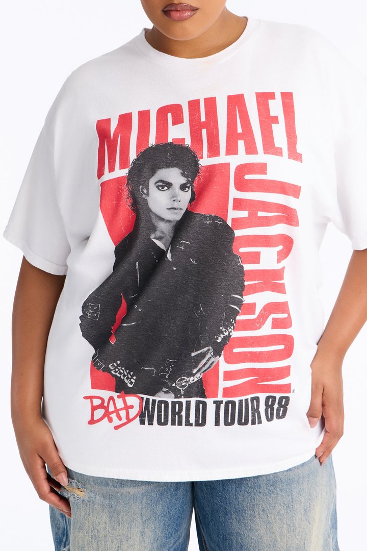 Michael Jackson Bad World Tour Oversized Tee - White