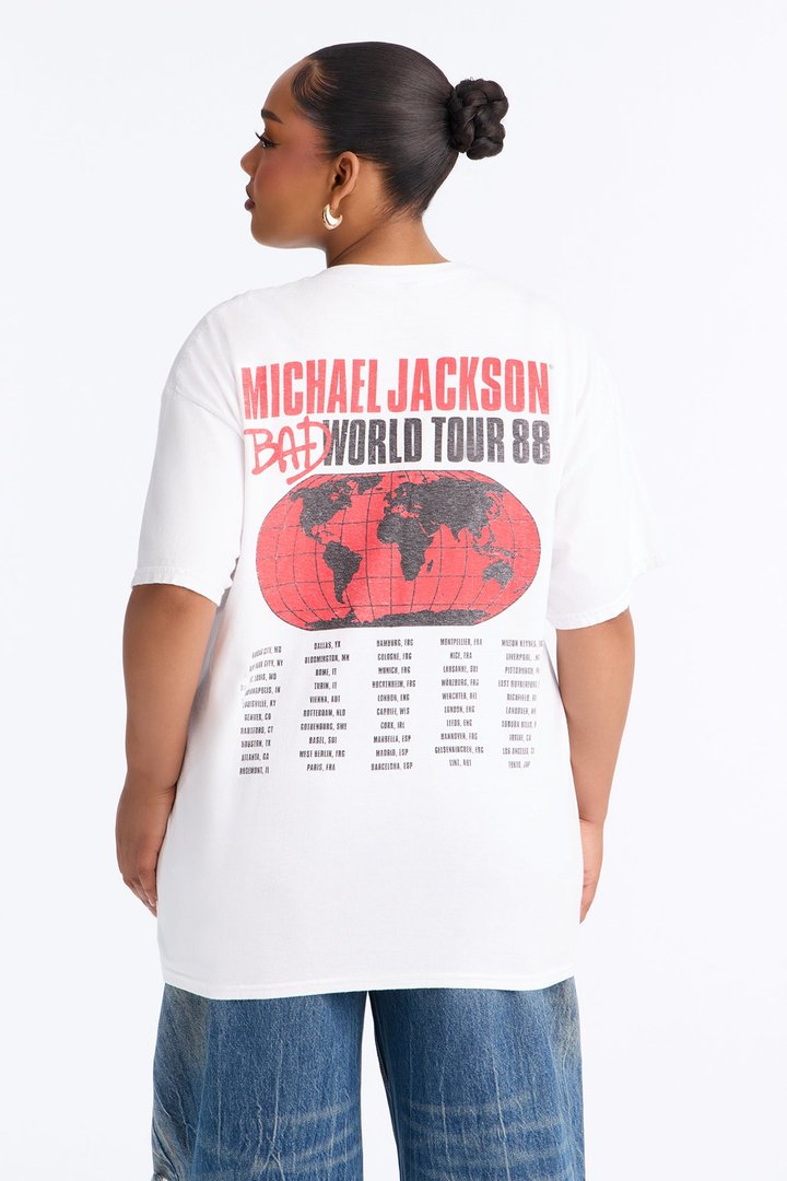 Michael Jackson Bad World Tour Oversized Tee - White
