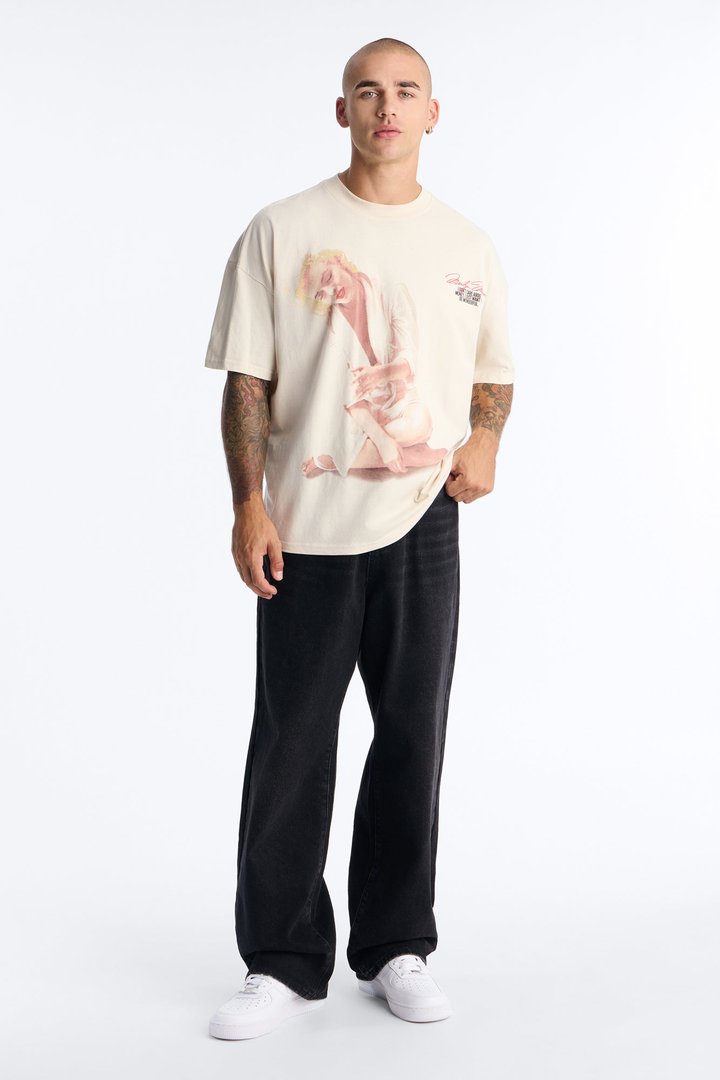 Marilyn Monroe Wonderful Oversized Short Sleeve Tee - Off White