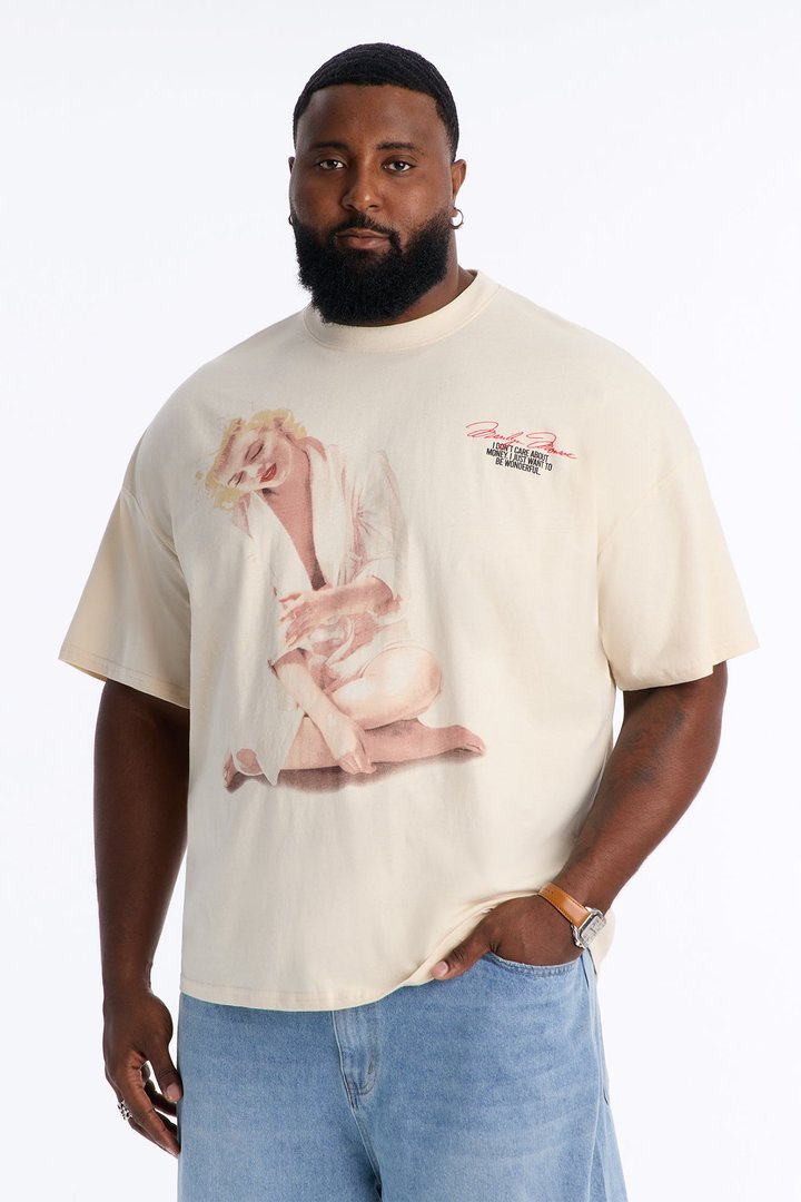 Marilyn Monroe Wonderful Oversized Short Sleeve Tee - Off White