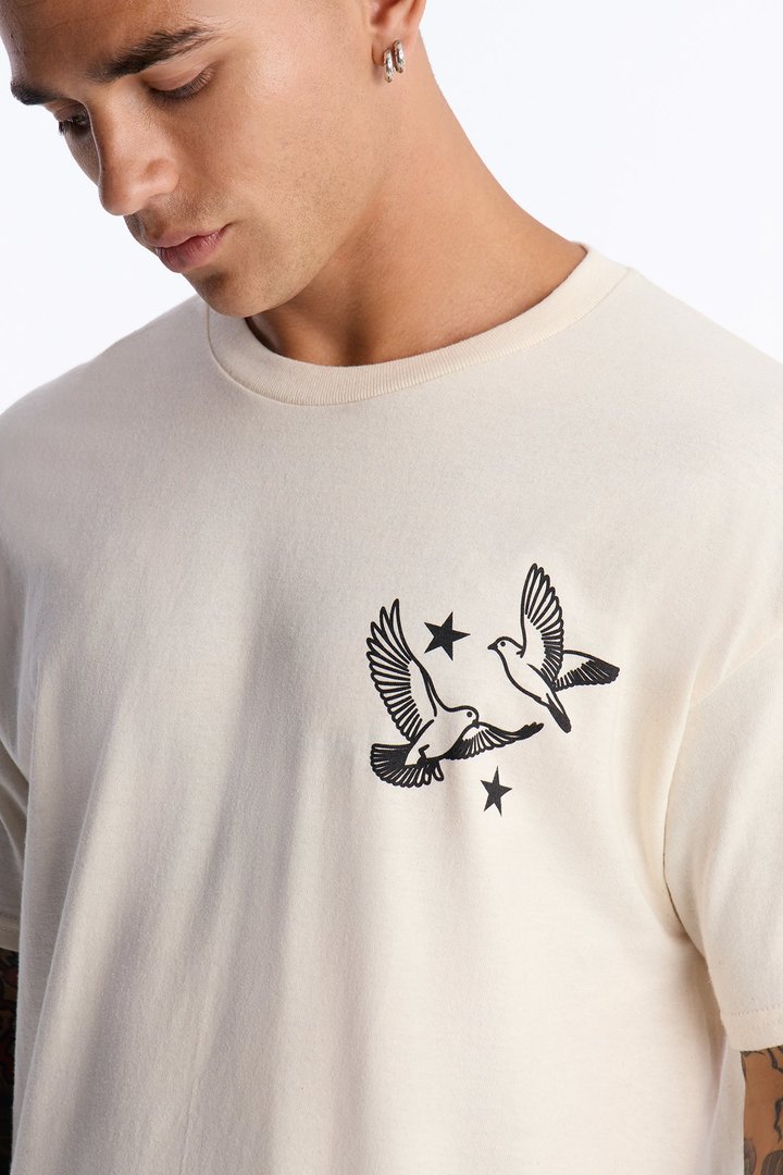 Peace For Everyone Oversized Short Sleeve Tee - Cream