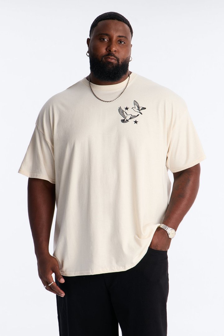 Peace For Everyone Oversized Short Sleeve Tee - Cream