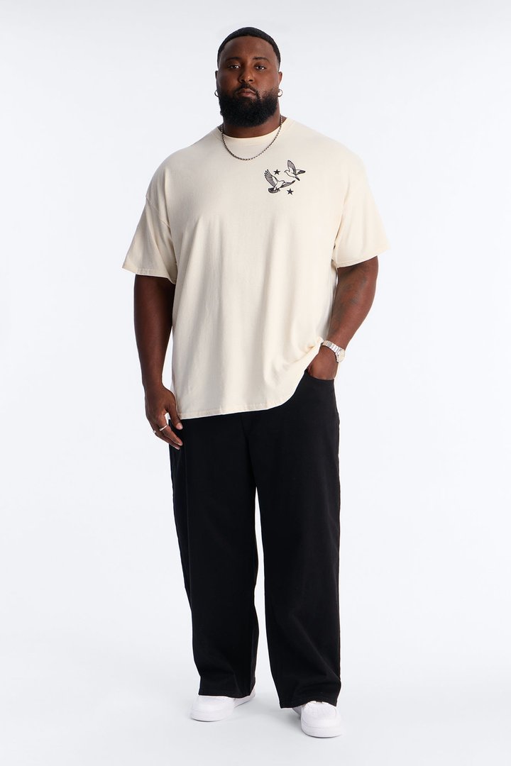 Peace For Everyone Oversized Short Sleeve Tee - Cream