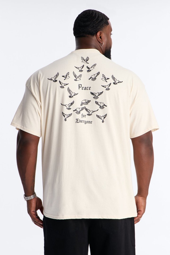 Peace For Everyone Oversized Short Sleeve Tee - Cream