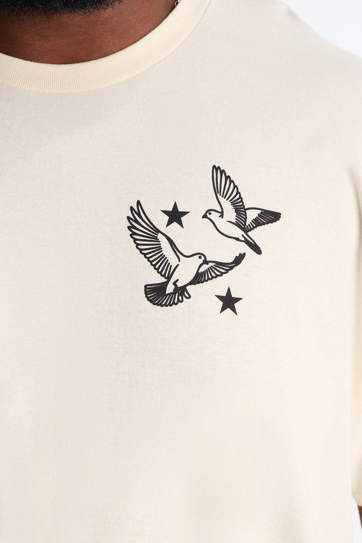 Peace For Everyone Oversized Short Sleeve Tee - Cream