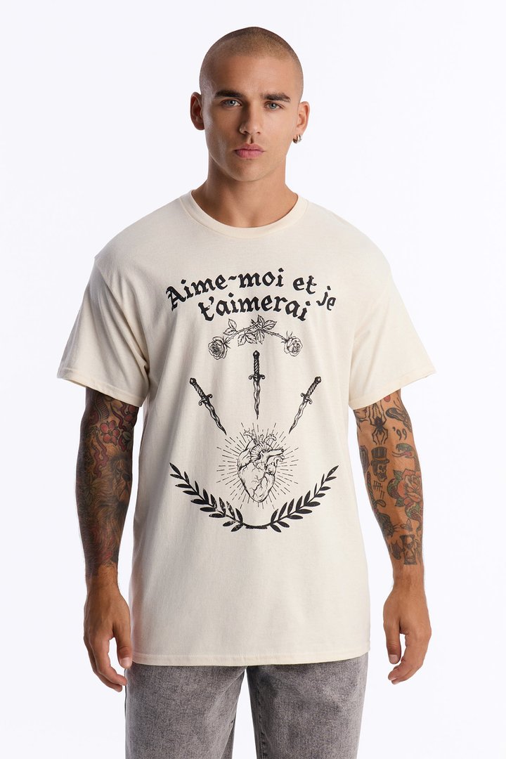 Aime Moi Oversized Short Sleeve Tee - Cream