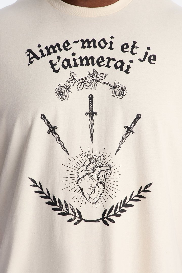 Aime Moi Oversized Short Sleeve Tee - Cream