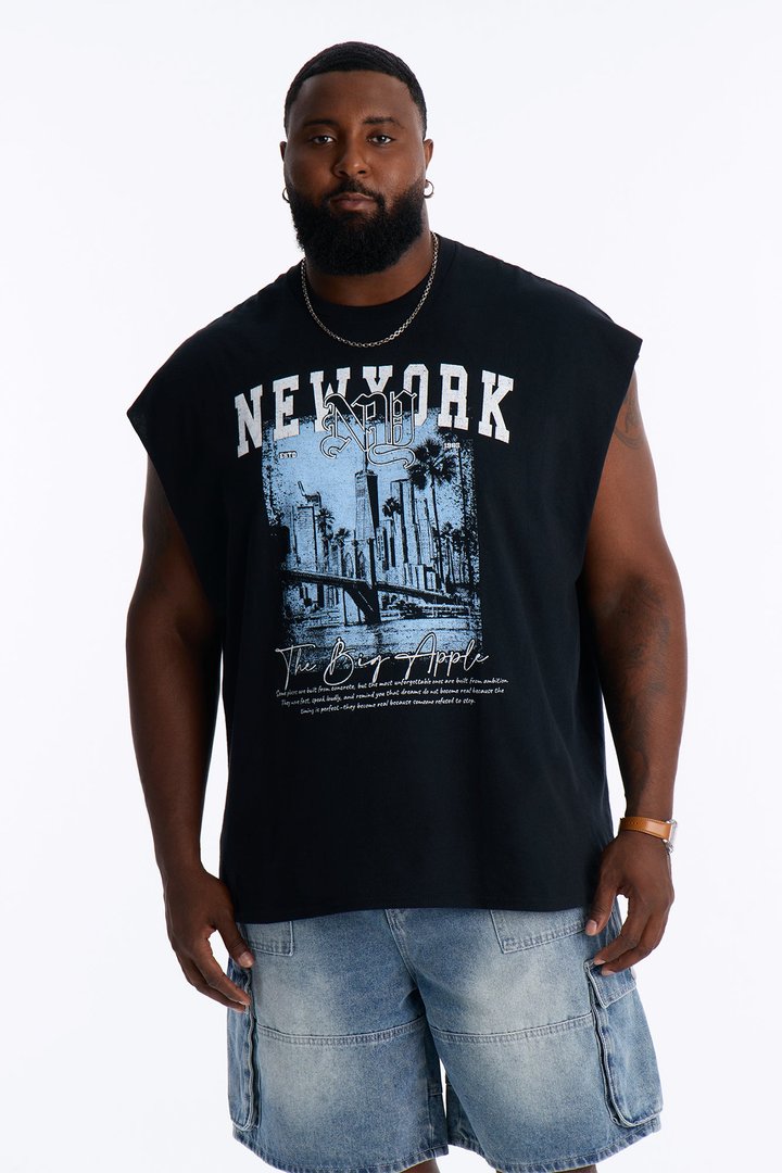 The Big Apple NY Oversized Muscle Tee - Black