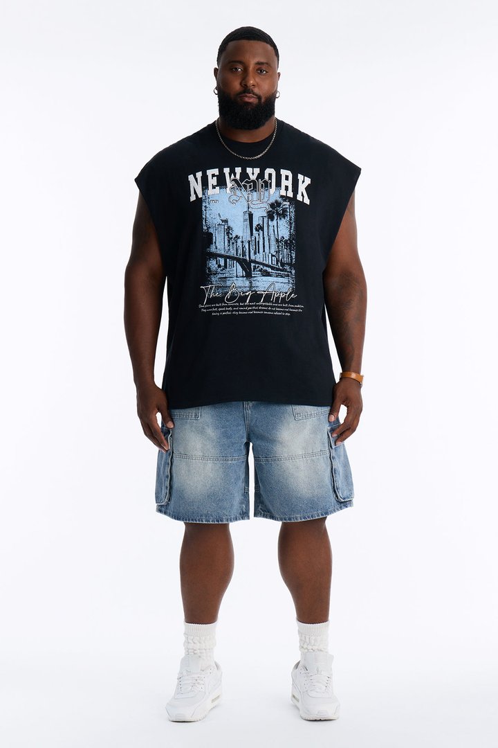 The Big Apple NY Oversized Muscle Tee - Black
