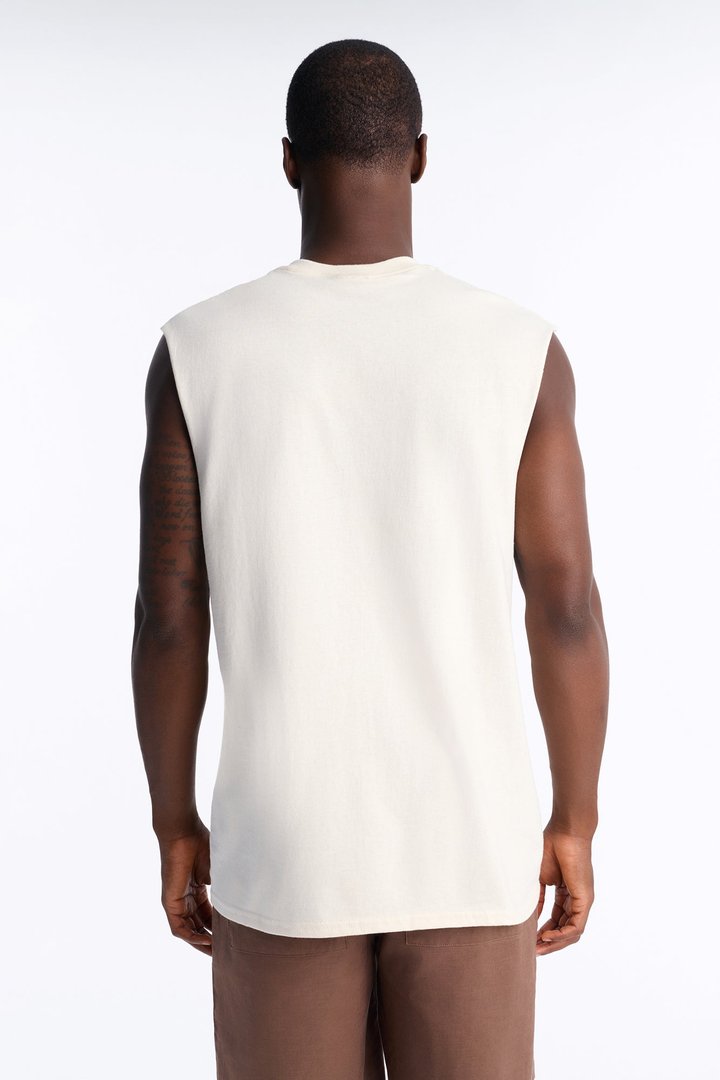 Los Angeles Palm Tree Oversized Muscle Tee - Natural