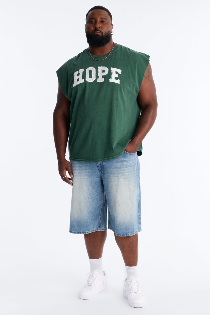 Hope Vintage Oversized Sleeveless Tee - Hunter Green