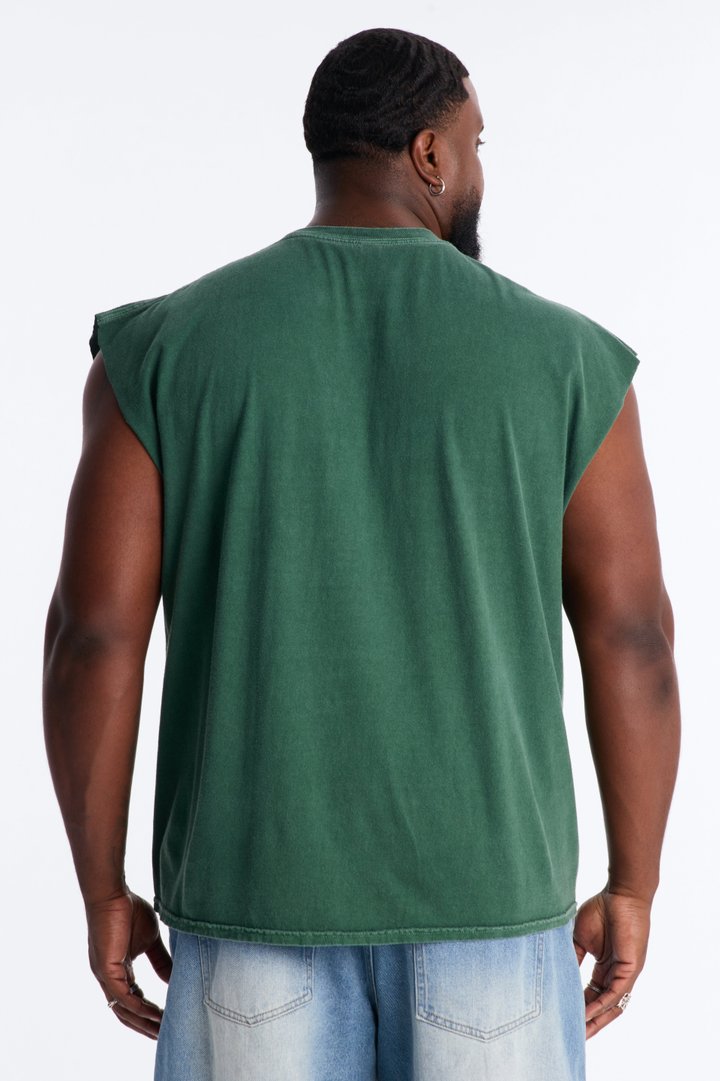 Hope Vintage Oversized Sleeveless Tee - Hunter Green