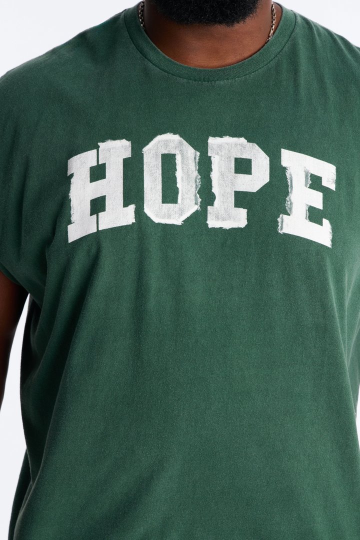 Hope Vintage Oversized Sleeveless Tee - Hunter Green