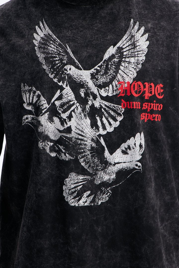 Doves And Hope Vintage Oversized Muscle Tee - Black