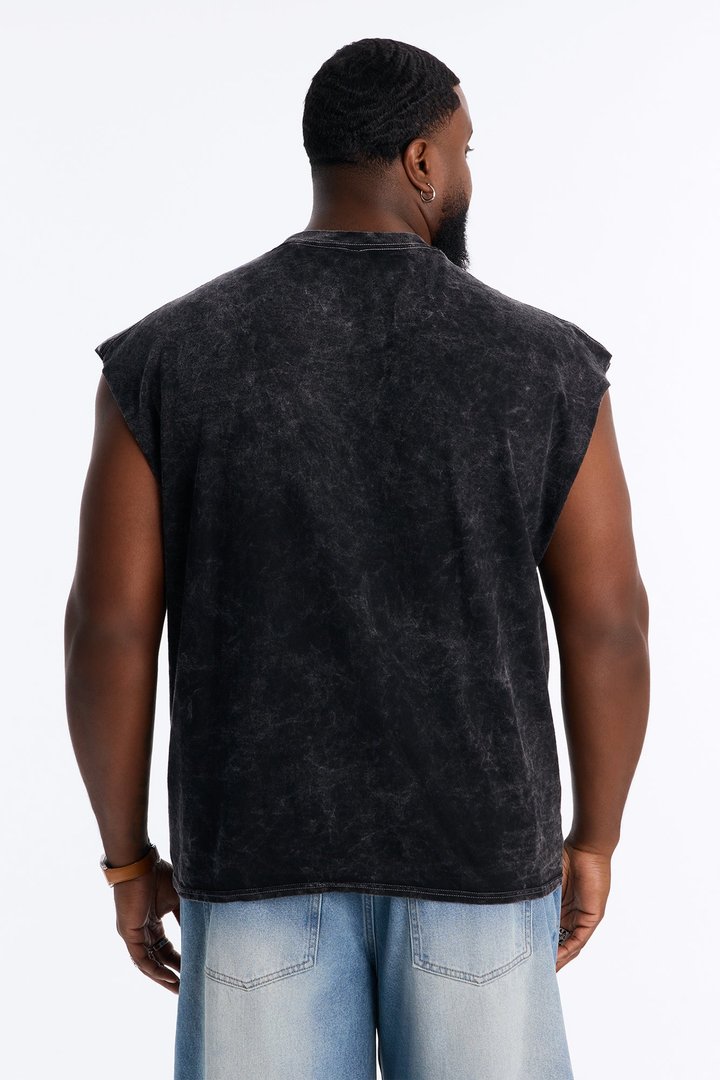 Doves And Hope Vintage Oversized Muscle Tee - Black