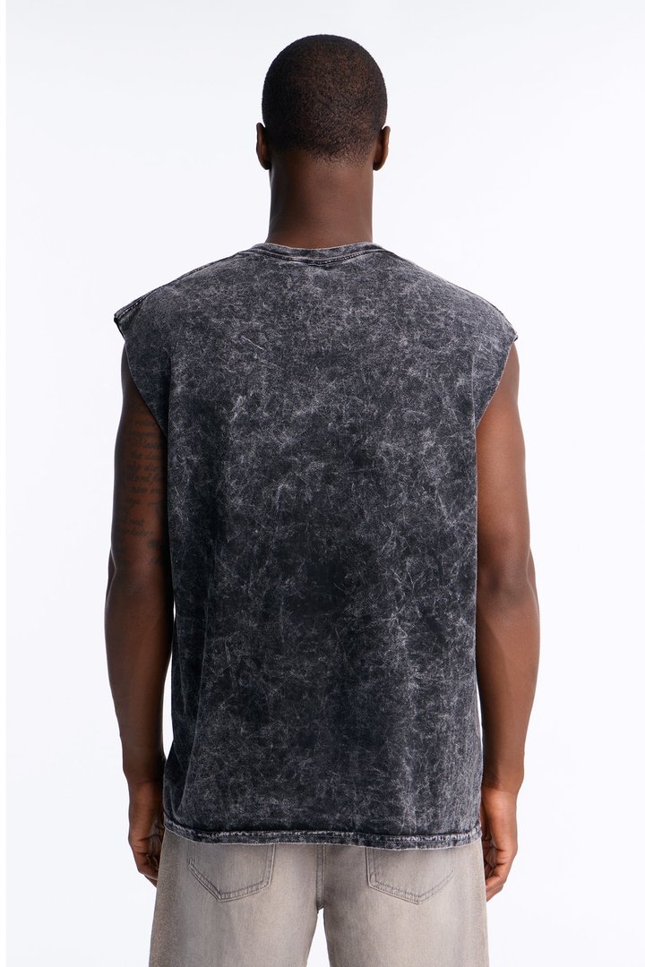 Hope Cherub Vintage Oversized Muscle Tee - Black
